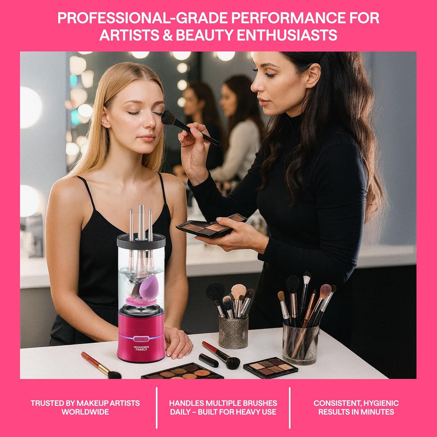 2-In-1 Electric Makeup Brush Cleaner Machine - Clean and Dry Makeup Brushes & Tools & Sponges Automatically - Makeup Brush Dryer & Makeup Brush Washer Combined - Make up Brush Cleaner Cleanser Machine
