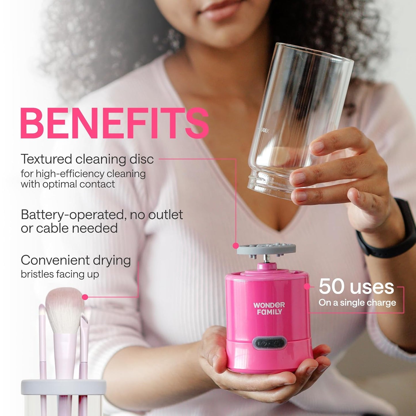 2-In-1 Electric Makeup Brush Cleaner Machine - Clean and Dry Makeup Brushes & Tools & Sponges Automatically - Makeup Brush Dryer & Makeup Brush Washer Combined - Make up Brush Cleaner Cleanser Machine