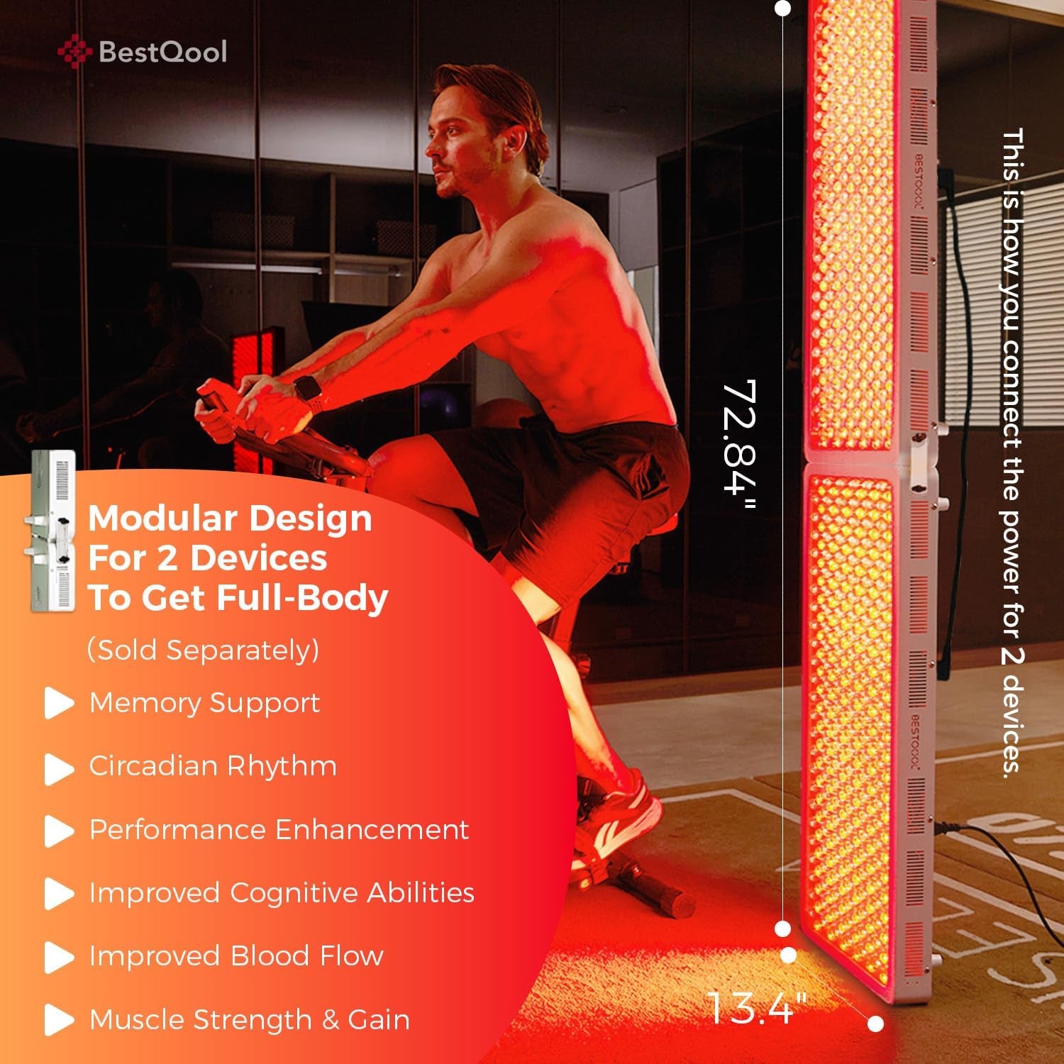 Red Light Therapy Device, 4 Wavelengths Full Body near Infrared Light Therapy, Elite Grade Dual Chip 300 Leds, High Power Panel for Pain Relief, Muscle, Skin, Energy. 500W. Modular Design.